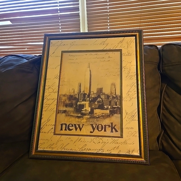 Gold Framed New York Print by Claudine Hellmuth 25"x21" - Picture 1 of 3